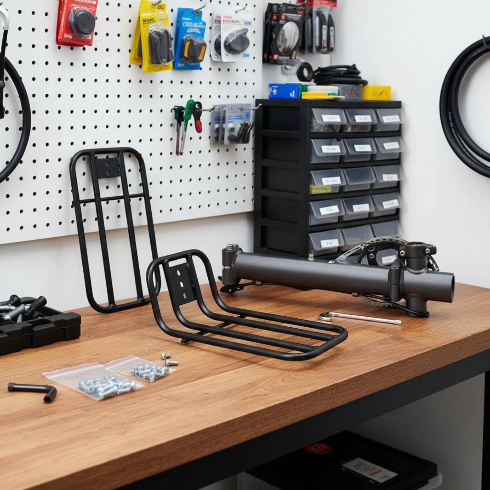 Bike Cargo Rack - Składany rowerowy bagażnik przedni, solidna konstrukcja,