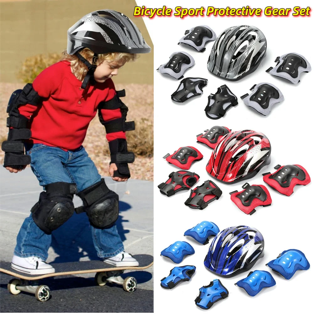 Cycling Protective Gear For Kids - 7-częściowy zestaw ochraniaczy rowerowych, regulowany zestaw